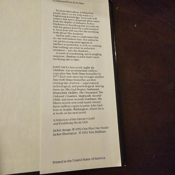 Shadows by John Saul, Hardcover, 1992 Vintage Print - Picture 7 of 7